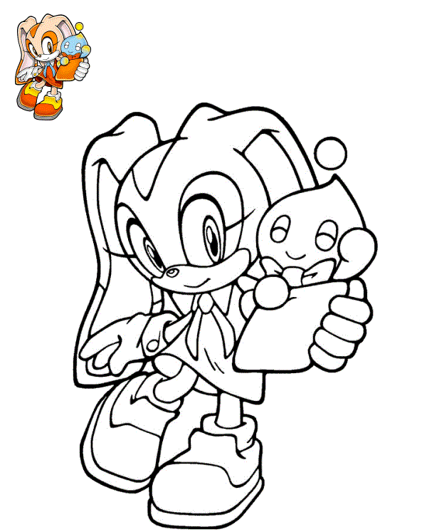 Coloriage Cream le Lapin Mignon Sonic - Sonic à imprimer